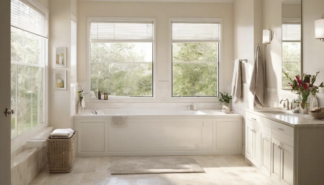 Smiling older homeowner sitting in a walk-in tub in a bright bathroom in Houston